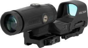Holosun HE510C-GR + HM3X Combo Open Reflex Sight with 3x Magnifier, 2/65 MOA Green MRS, Black