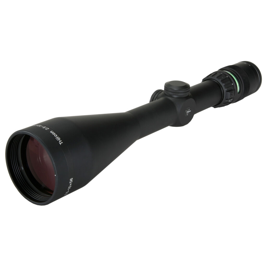 Trijicon AccuPoint 2.5-10×56 Riflescope, Duplex Reticle, Green Dot, Matte Black - scope exterior view