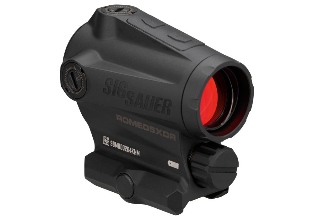 SIG Sauer ROMEO5XDR GEN II 1x20 mm, black - objective three-quarter view with AAA battery cap