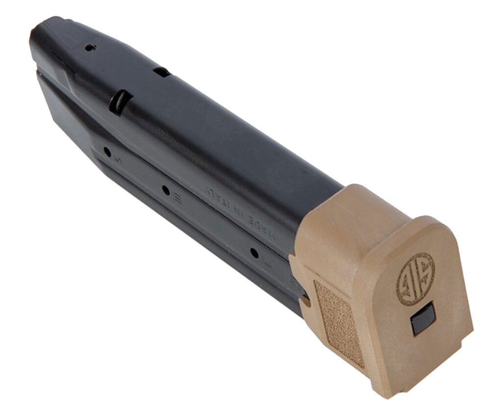 SIG P320-M17/M18 9mm 21-round extended magazine, coyote baseplate