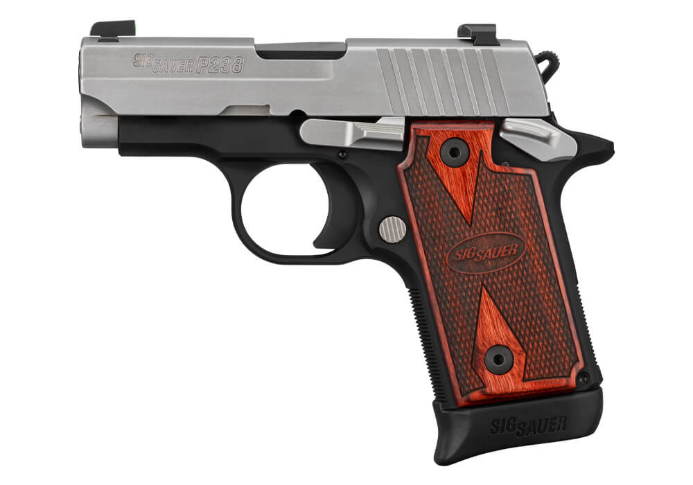SIG P238 Two-Tone .380 ACP micro-compact pistol, XRAY3, rosewood grips