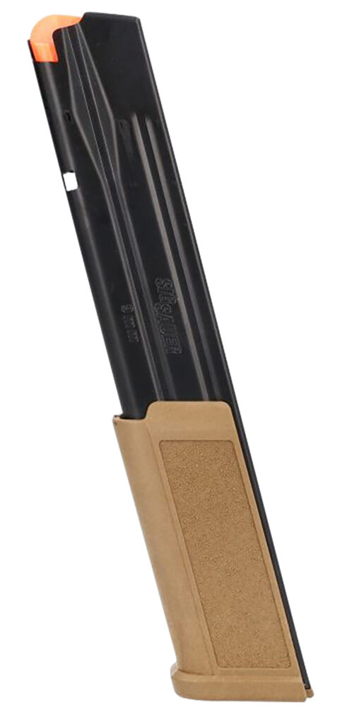 SIG P320 9mm 30-round extended magazine, coyote baseplate