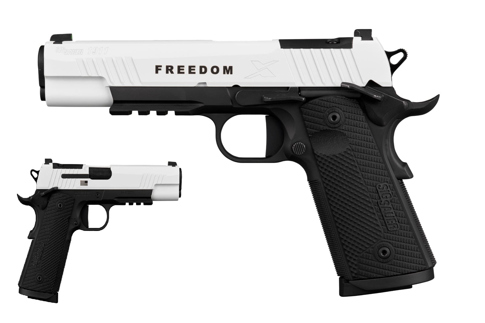 SIG 1911X Freedom full-size .45 ACP pistol, black and white, optic ready, 5 in. barrel