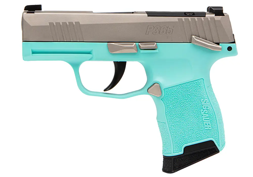 SIG P365 Nickel/Turquoise .380, 3.1 in. barrel, 10-round