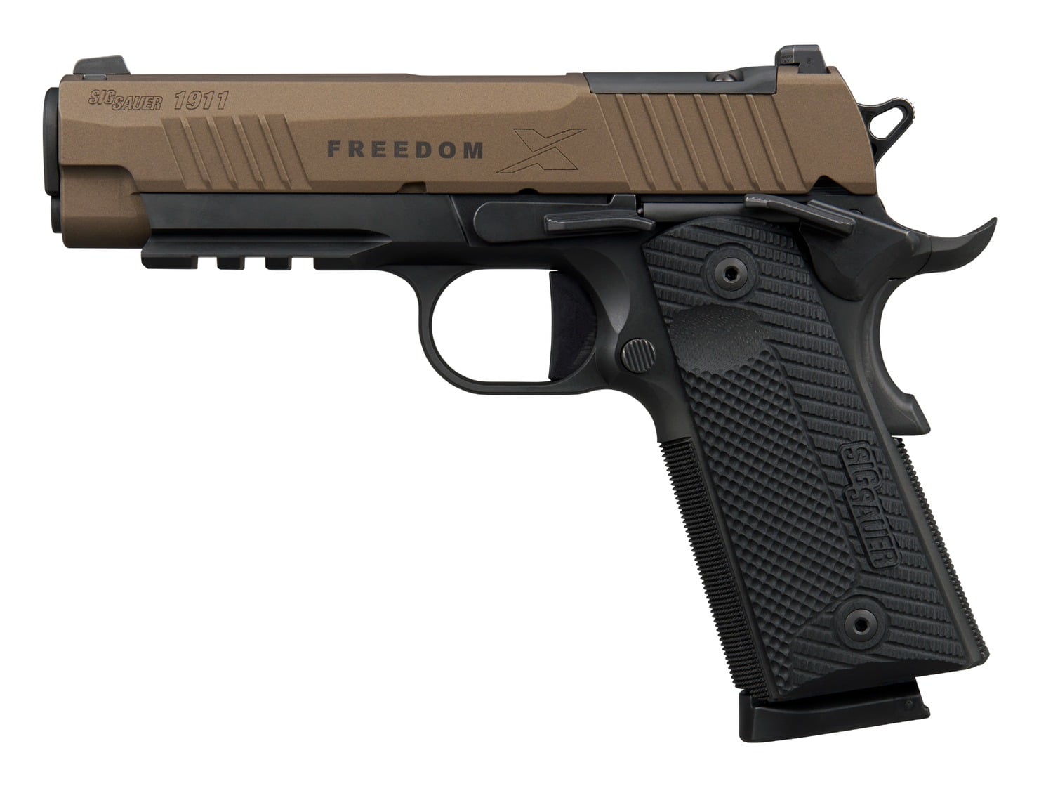 SIG 1911X XCarry Freedom .45 ACP pistol, bronze and black, optic ready, 4.2 in. barrel