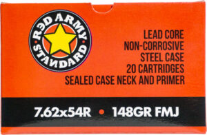 Red Army Standard 7.62x54R 148gr FMJ Ammo, 20 Round Box
