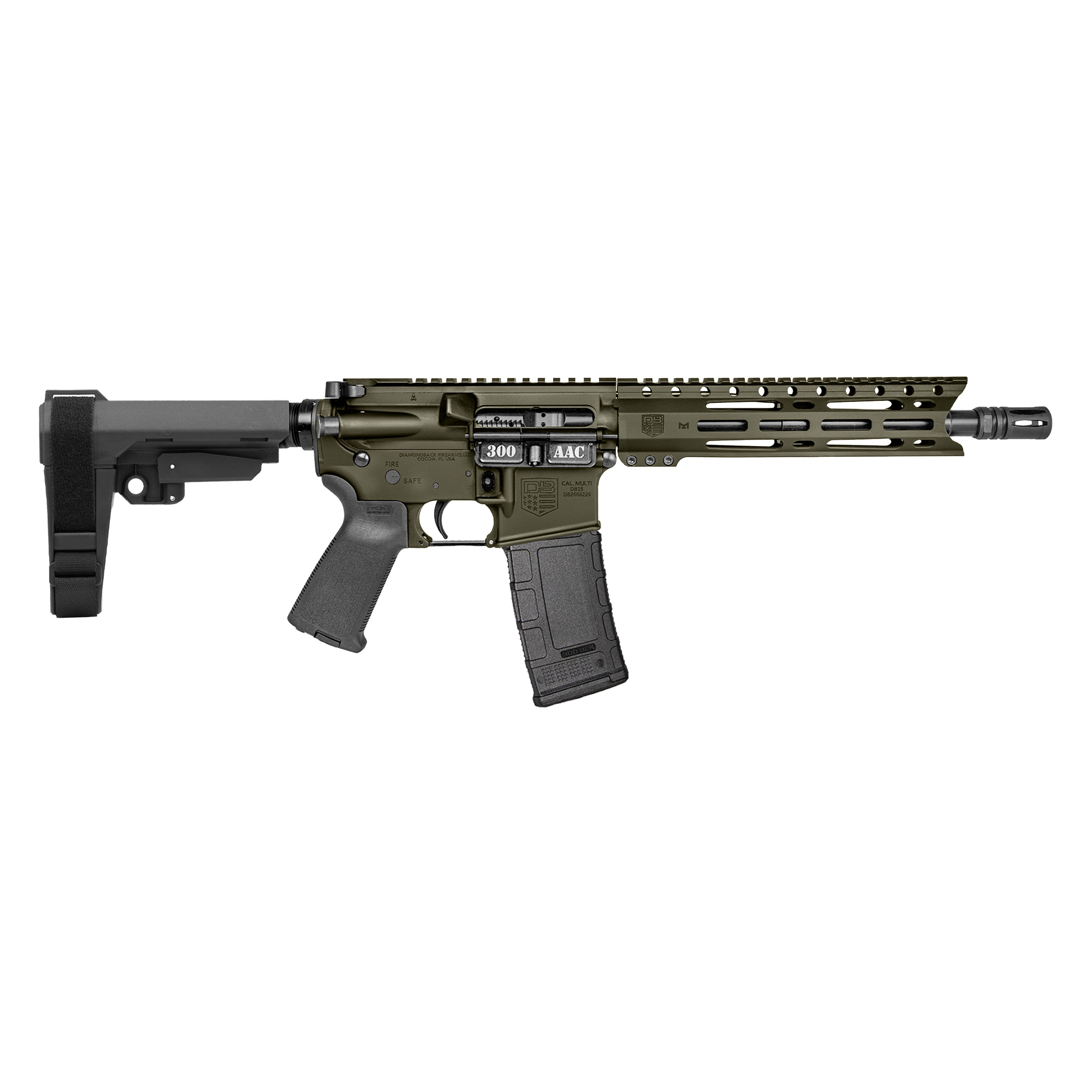 Diamondback DB15 Carbon Series .300 Blackout 10" Pistol with SBA3 Brace, OD Green product image