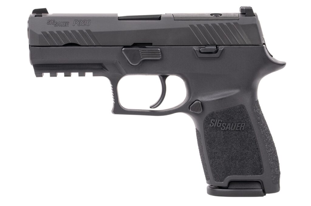 SIG Sauer P320 Compact 9mm Pistol, 3.9" Barrel, Manual Safety, MA Compliant, Optic Ready, Black, 10-Round