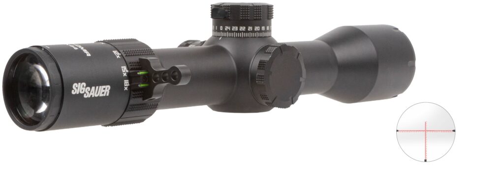 SIG Sauer TANGO-DMR 3-18x44mm 34mm FFP MRAD Milling 2.0 Illuminated Reticle 0.1 MRAD, Black Riflescope