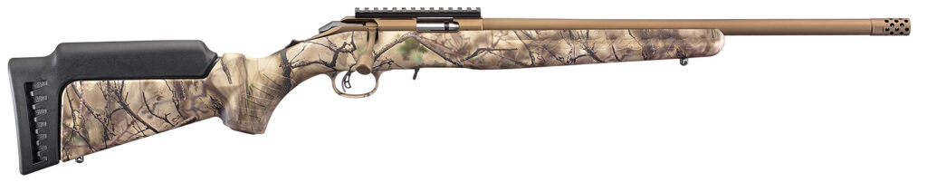 Ruger American Go Wild .22 WMR Bolt-Action Rifle, 18" Threaded Barrel, Bronze Cerakote Finish, Go Wild Camo Stock, Right-Hand, 9+1