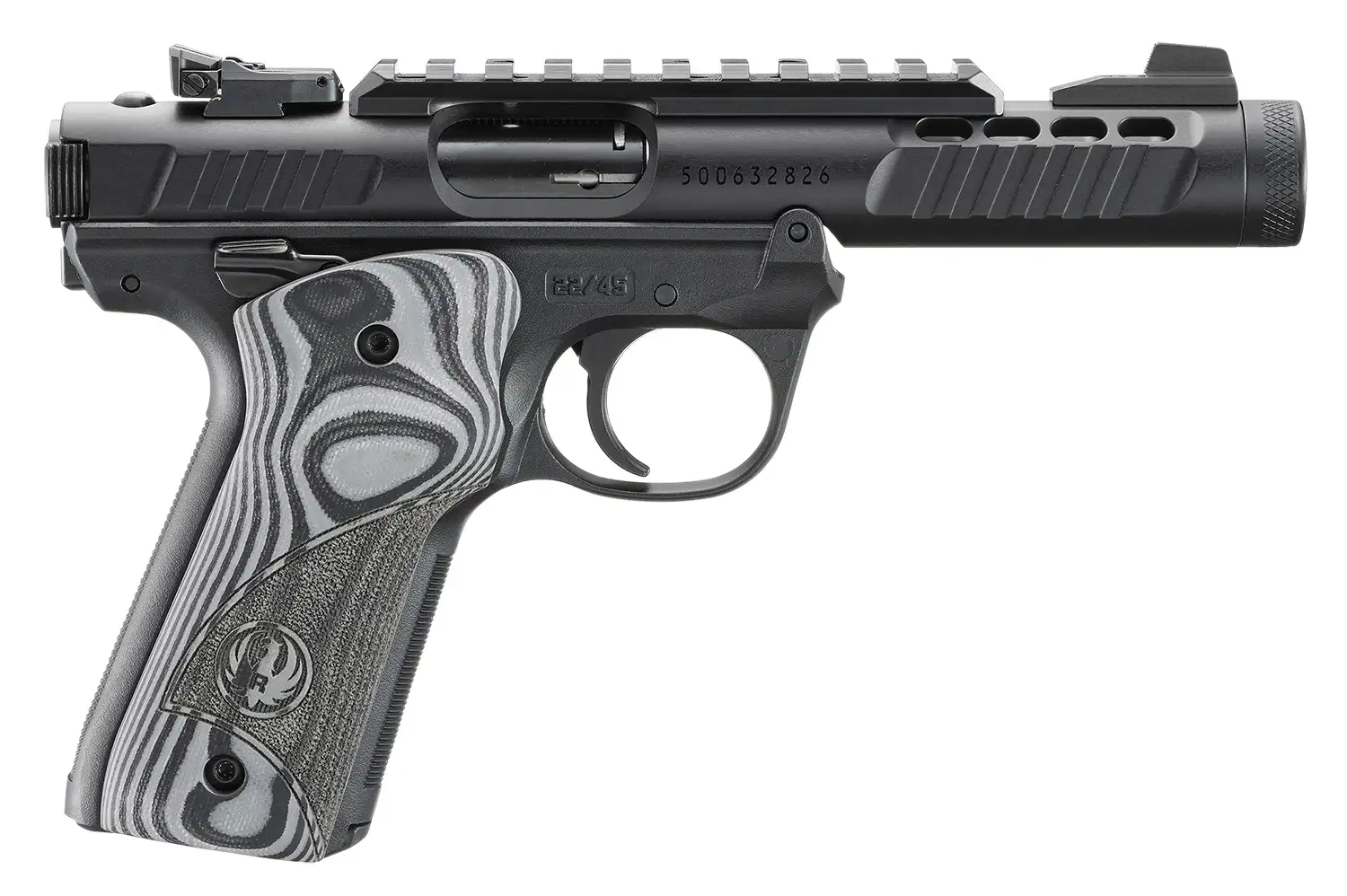 Ruger Mark IV 22/45 Lite .22 LR Pistol, Black Anodized w/Hogue Grip Plates, 4.4" Barrel, 10+1 product image