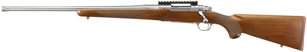 Ruger Hawkeye Hunter 6.5 Creedmoor Bolt-Action Rifle, 22" Threaded Barrel, Satin Stainless Finish, American Walnut Stock, Left-Hand, 3+1