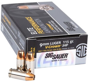 SIG Sauer V-Crown 9mm Luger 115gr JHP Ammo, 50 Rounds