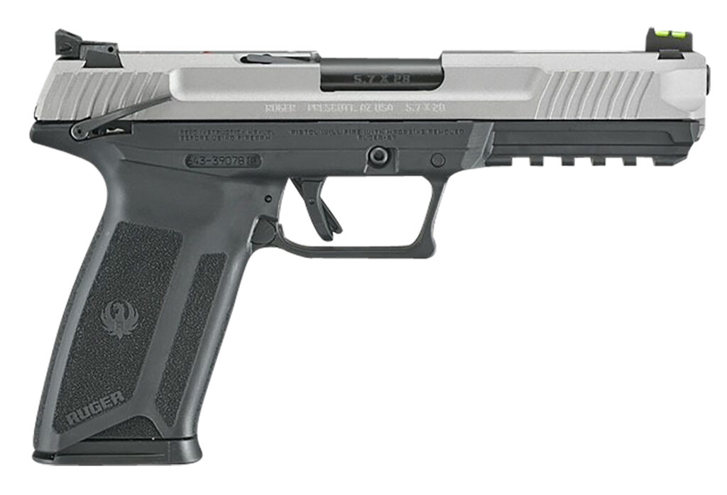 Ruger-5.7 5.7x28mm Pistol, 4.94" Barrel, 20+1, Black Frame, Savage Cerakote Slide, Optics Ready