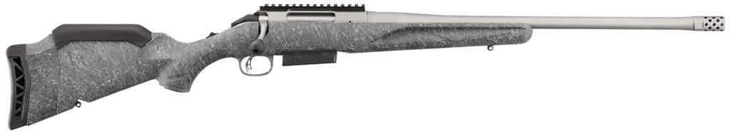 Ruger American Gen II 450 Bushmaster Bolt-Action Rifle, 20" Threaded Barrel, Gun Metal Gray Cerakote Finish, Gray Splatter Synthetic Stock, 3+1