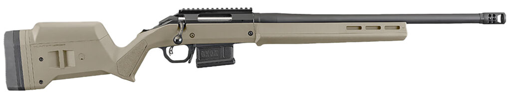 Ruger American Hunter 308 Win Bolt-Action Rifle, 20" Threaded Barrel, Matte Black Finish, Flat Dark Earth Magpul Hunter Stock, Right-Hand, 5+1