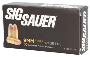SIG Sauer Elite Ball 9mm Luger 124gr FMJ Ammo, 50 Rounds