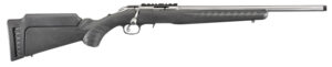 Ruger American Rimfire .22 WMR Rifle, 18" Threaded Barrel, Satin Stainless Finish, Black Synthetic Stock, Right-Hand, 9+1