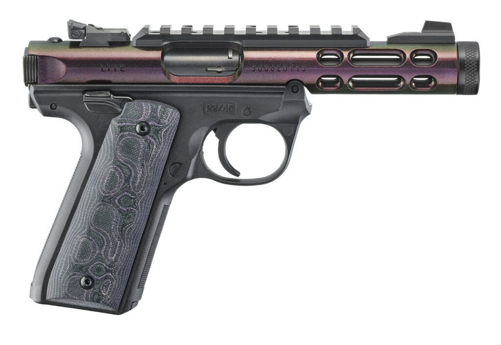 Ruger Mark IV 22/45 Lite .22 LR Pistol, Gun Candy Black/Purple G10, 4.4" Barrel, 10+1 product image