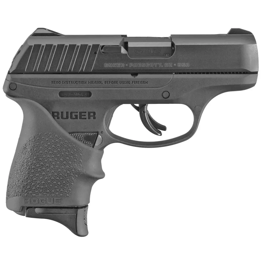 Ruger EC9s 9mm Pistol, 3.12" Barrel, 7+1, Black, Hogue HandALL Grip product image