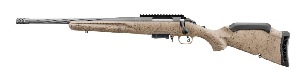 Ruger American Gen II Ranch 6.5 Grendel Bolt-Action Rifle, 16.1" Barrel, Cobalt Cerakote Finish, Flat Dark Earth Synthetic Stock, Left-Hand