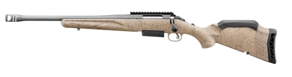 Ruger American Gen II Ranch 450 Bushmaster Bolt-Action Rifle, 16.10" Barrel, Cobalt Cerakote Finish, Flat Dark Earth Synthetic Stock, Left-Hand
