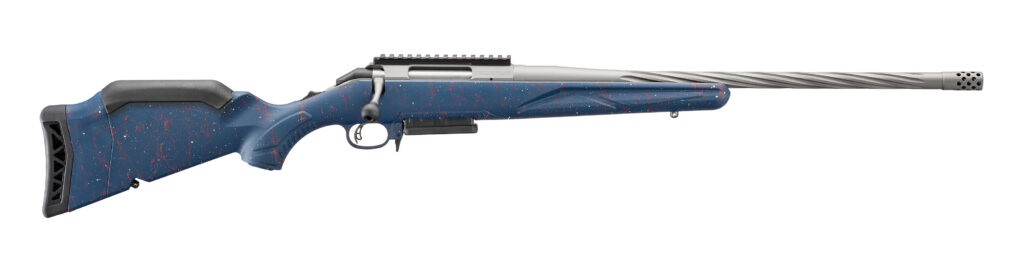 Ruger American Gen II 308 Win Bolt-Action Rifle, 20" Barrel, Satin Blued Finish, Liberty Blue Splatter Stock