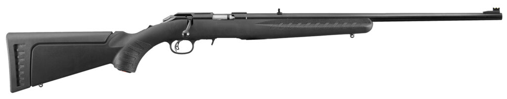Ruger American Rimfire .22 LR Rifle, 22" Barrel, Satin Blued Finish, Black Synthetic Stock, Right-Hand, 10+1