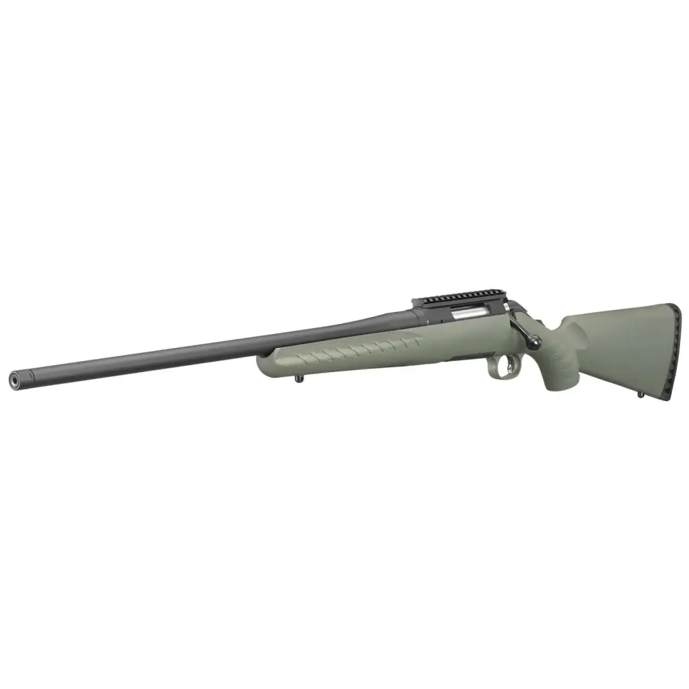 Ruger American Predator 243 Win Bolt-Action Rifle, 22" Threaded Barrel, Matte Black Finish, Moss Green Synthetic Stock, Left-Hand, 4-Round
