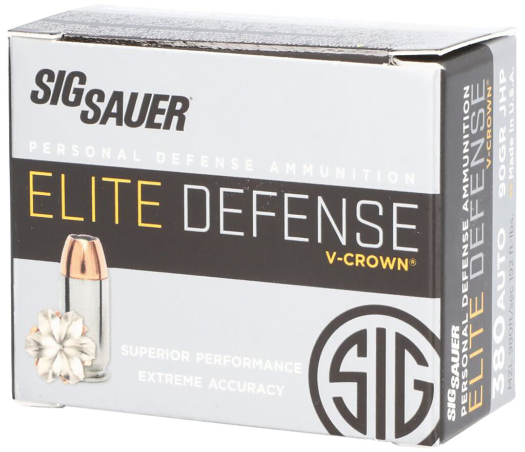 SIG Sauer V-Crown .380 Auto 90gr JHP Ammo, 20 Rounds