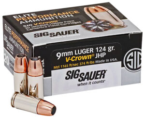SIG Sauer V-Crown 9mm Luger 124gr JHP Ammo, 20 Rounds