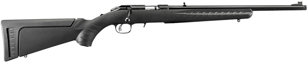 Ruger American Rimfire .17 HMR Rifle, 18" Threaded Barrel, Satin Blued Finish, Black Synthetic Stock, Right-Hand, 9+1