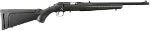 Ruger American Rimfire .17 HMR Rifle, 18" Threaded Barrel, Satin Blued Finish, Black Synthetic Stock, Right-Hand, 9+1