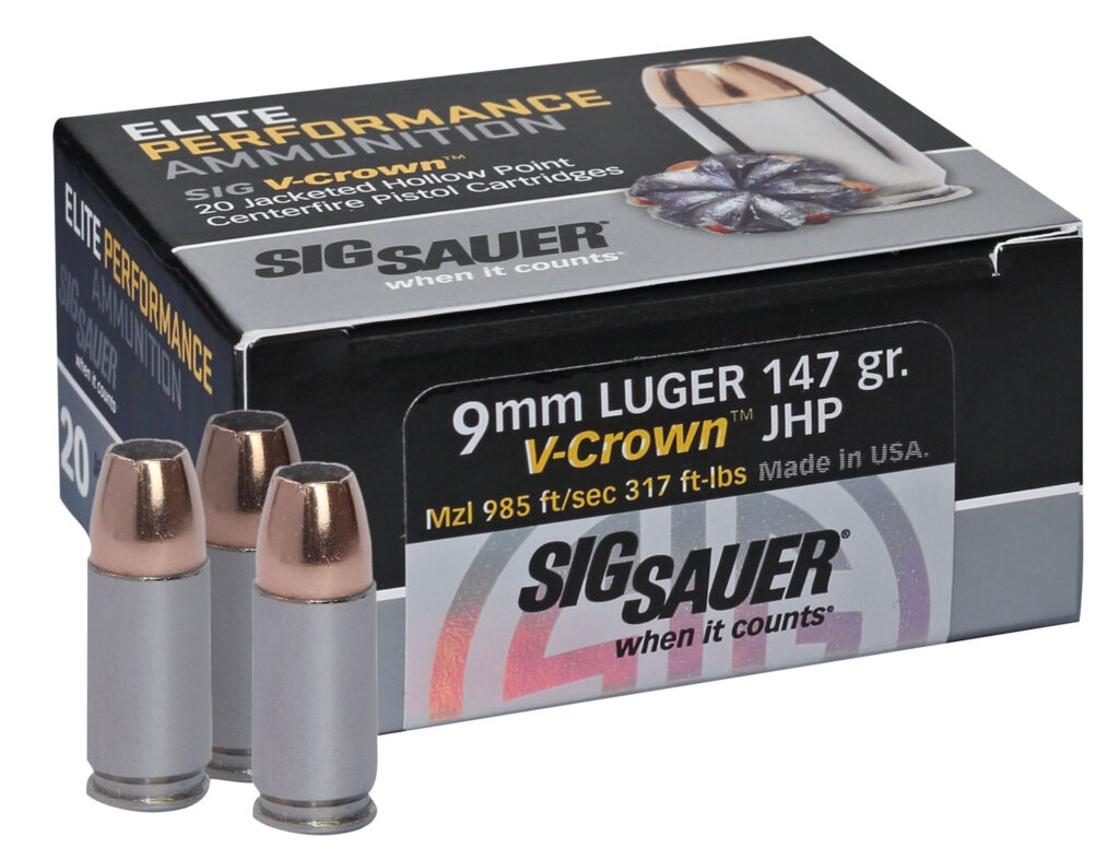 SIG Sauer V-Crown 9mm Luger 147gr JHP Ammo, 20 Rounds