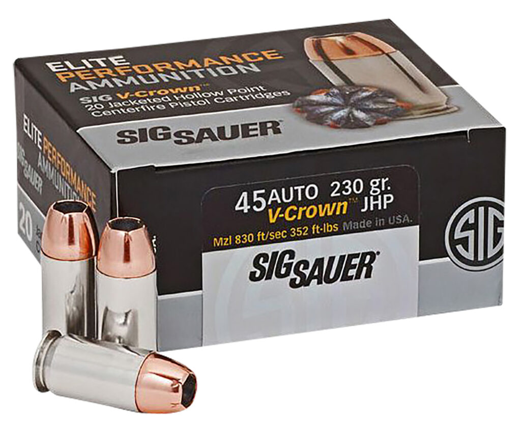 SIG Sauer V-Crown .45 Auto 230gr JHP Ammo, 20 Rounds