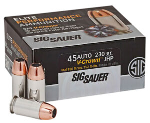 SIG Sauer V-Crown .45 Auto 230gr JHP Ammo, 20 Rounds