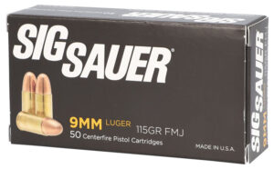 SIG Sauer Elite Ball 9mm Luger 115gr FMJ Ammo, 50 Rounds