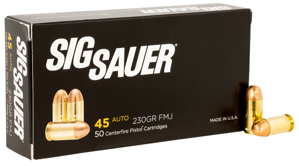 SIG Sauer Elite Ball .45 Auto 230gr FMJ Ammo, 50 Rounds
