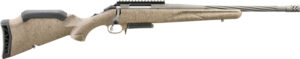 Ruger American Gen II Ranch 243 Win Bolt-Action Rifle, 16.4" Barrel, Cobalt Cerakote Finish, Flat Dark Earth Splatter Synthetic Stock