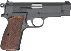 Springfield Armory SA-35 4-inch 9mm pistol with matte blued finish and walnut grips