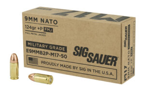 SIG Sauer M17 9mm +P 124gr FMJ Ammo, 50 Rounds