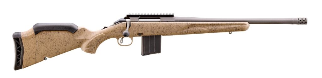 Ruger American Gen II Ranch 400 Legend Bolt-Action Rifle, 16" Barrel, Flat Dark Earth Splatter Synthetic Stock