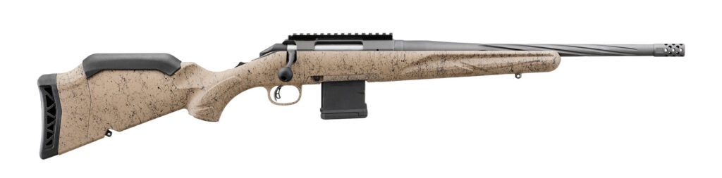 Ruger American Gen II Ranch 300 Blackout Bolt-Action Rifle, 16.1" Barrel, Flat Dark Earth Splatter Synthetic Stock, 10-Round