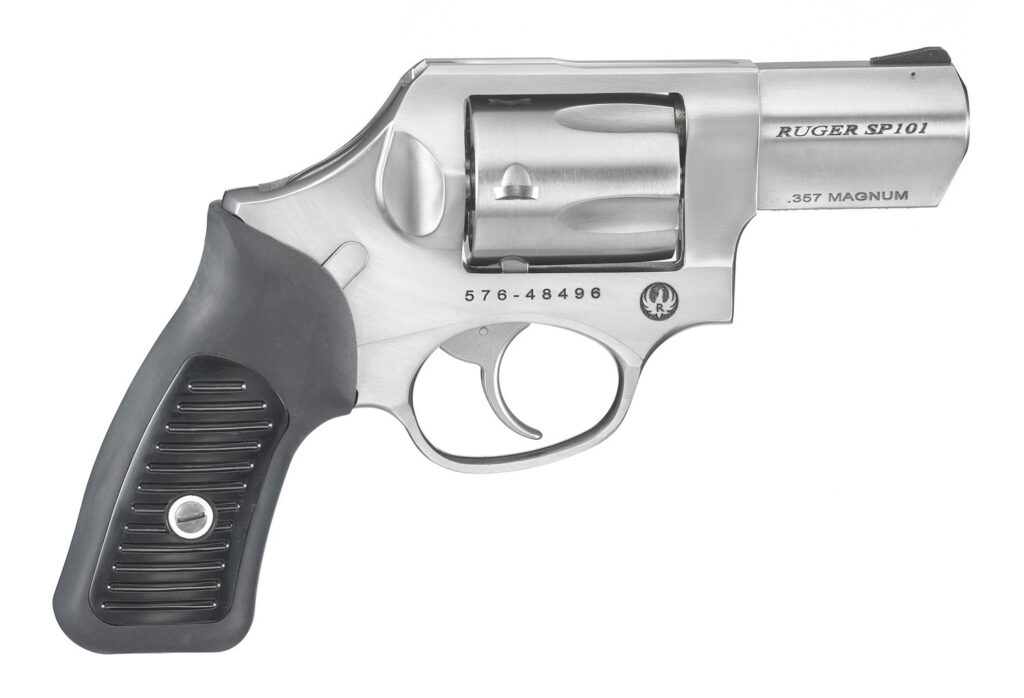 Ruger SP101 .357 Magnum/.38 Special Revolver, 2.25" Barrel, 5-Round, Spurless Hammer, Fixed Sights, Cushioned Rubber Grip, Stainless