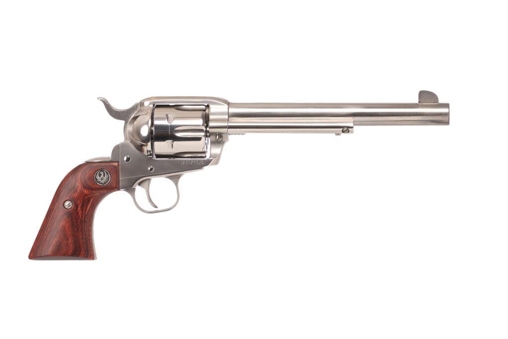 Ruger Vaquero .357 Magnum/.38 Special Revolver, 7.5" Barrel, 6-Round, Hardwood Grip, Stainless