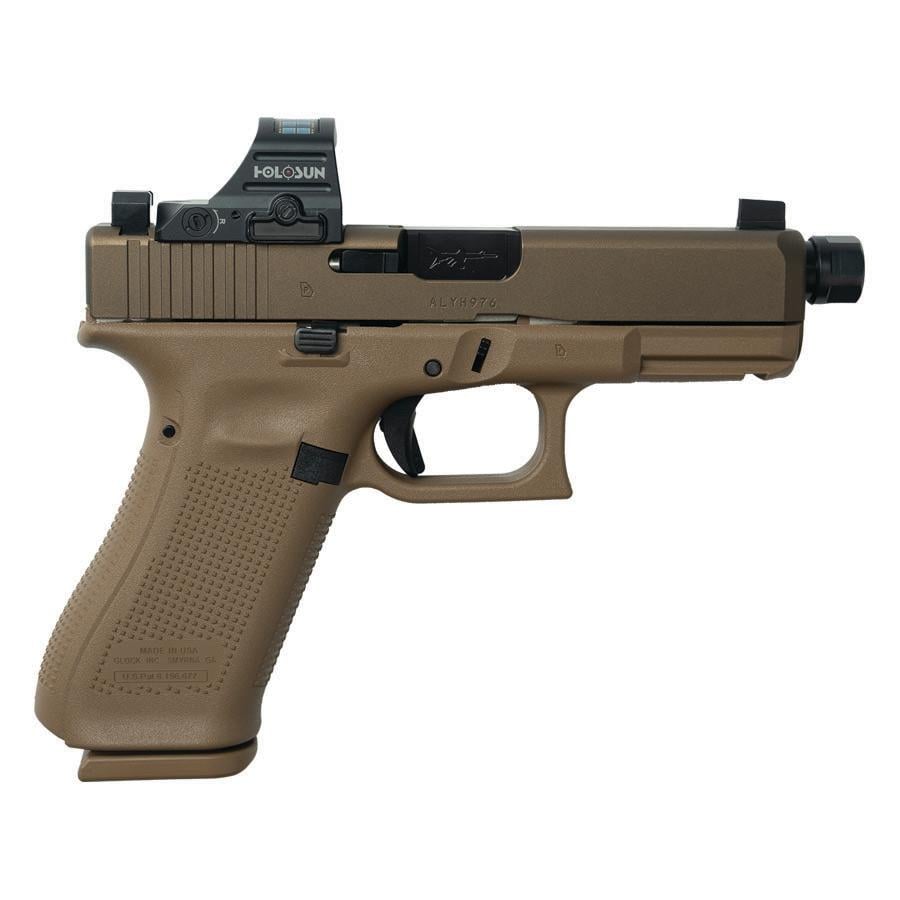 Glock 19X V-Series 9mm 4.6" Threaded Barrel 17-Round HUSH Slide Lock FDE USA Pistol w/Holosun 407C X2