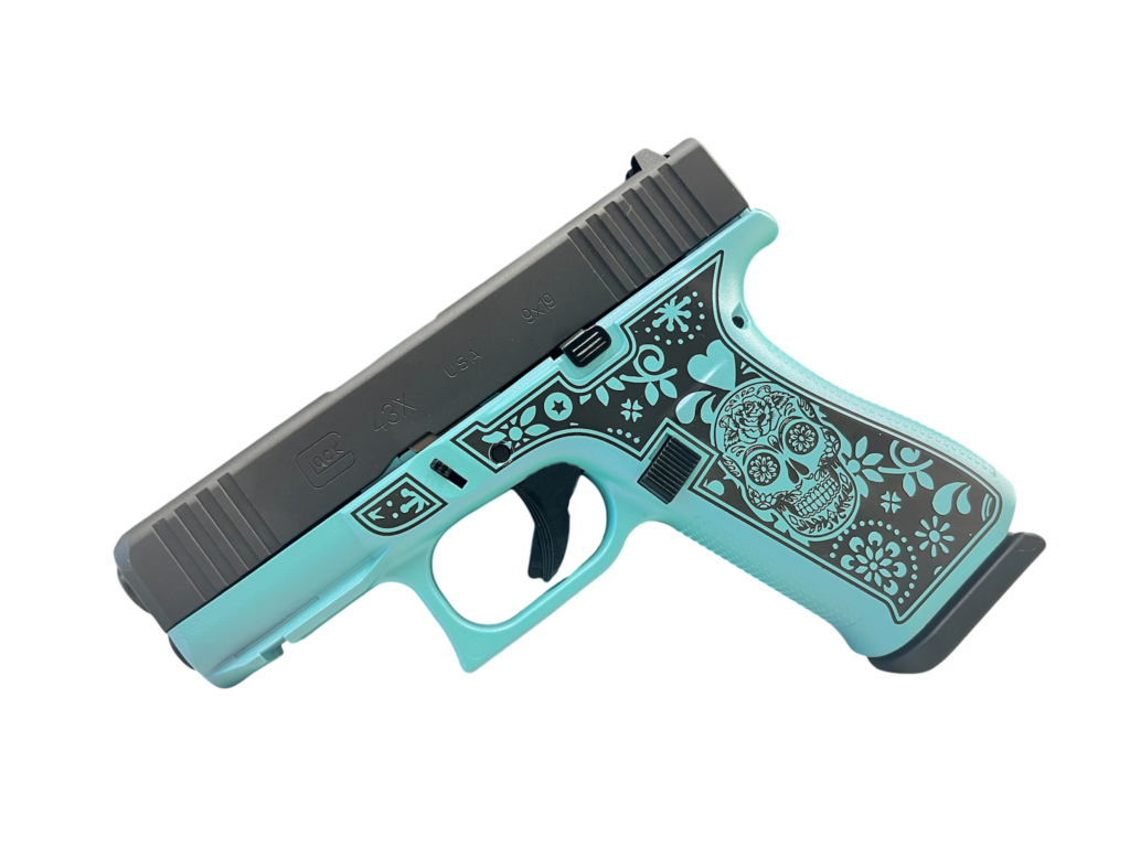 Glock 43X 9mm 3.39" 10-Round Teal Sugar Skull Pistol