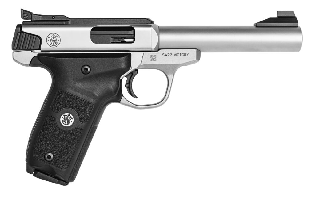 Smith & Wesson SW22 Victory, .22 LR Pistol, 5.5" Barrel, Silver, Thumb Safety, 10+1 Capacity