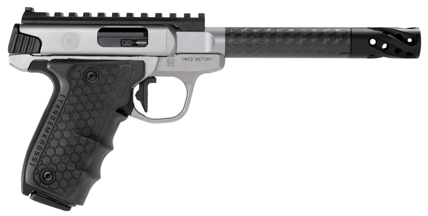 Smith & Wesson Performance Center SW22 Victory, .22 LR Pistol, 6" Barrel, Satin Stainless, Carbon-Fiber Barrel, Optics Ready, 10+1 Capacity