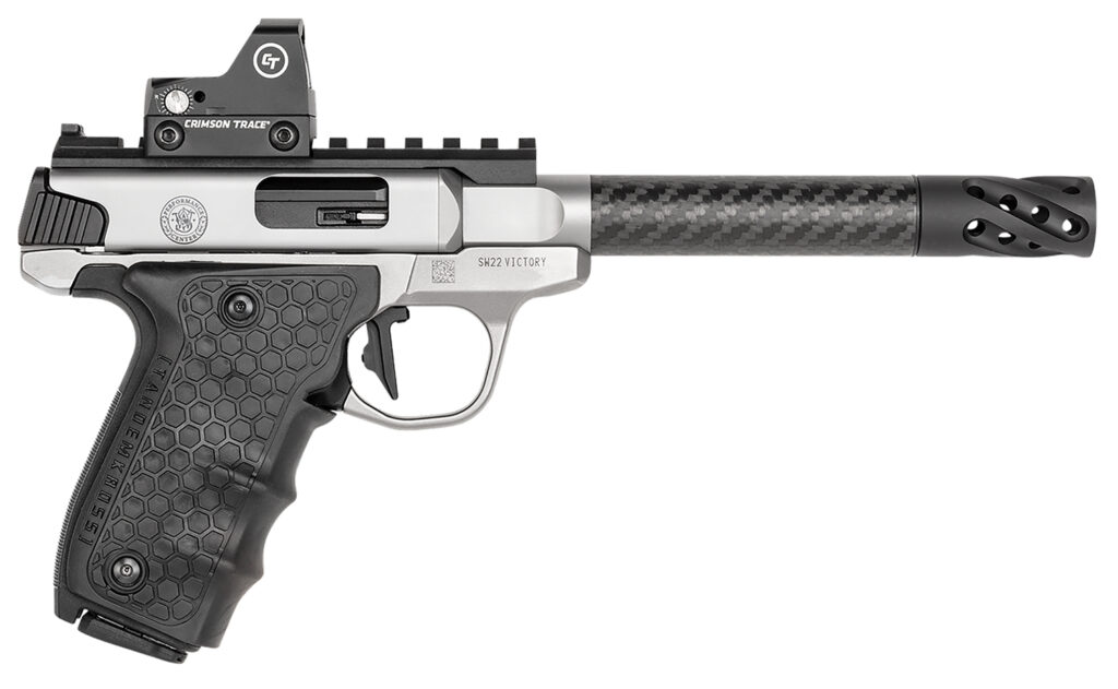 Smith & Wesson Performance Center SW22 Victory, .22 LR Pistol, 6" Barrel, Satin Stainless, Carbon-Fiber Barrel, Red Dot, 10+1 Capacity